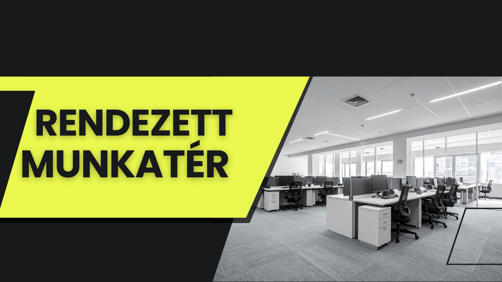 Letisztult, rendezett irodai munkaterület a strukturált működés és hatékonyság szemléltetésére